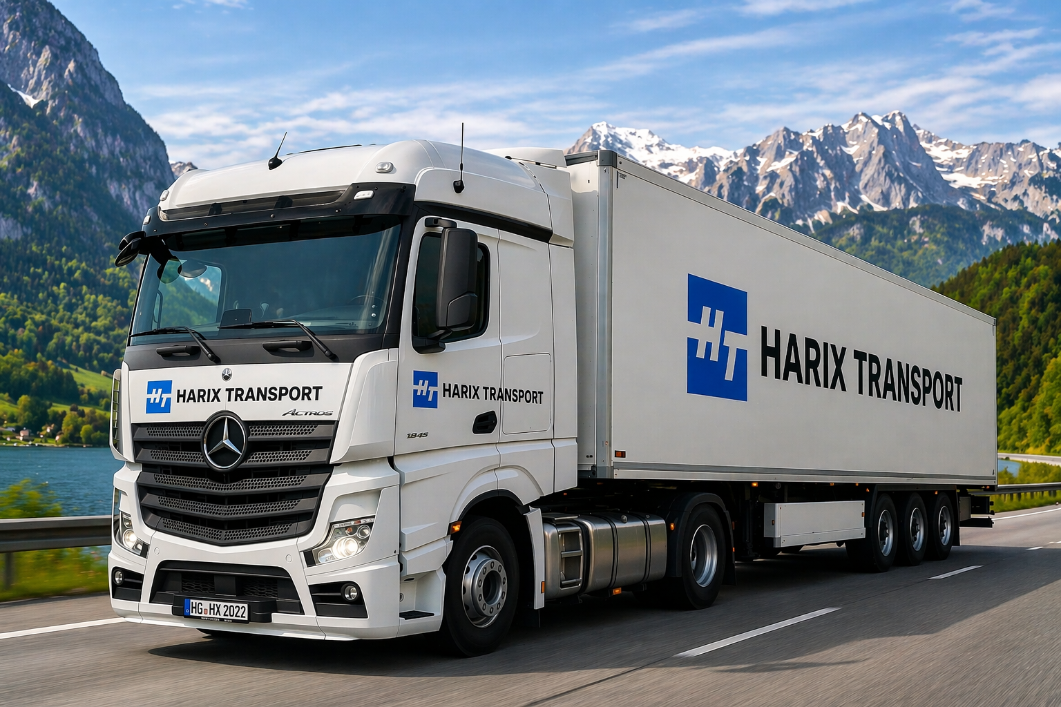 Sattelzug mit Koffer-Auflieger von Harix Transport